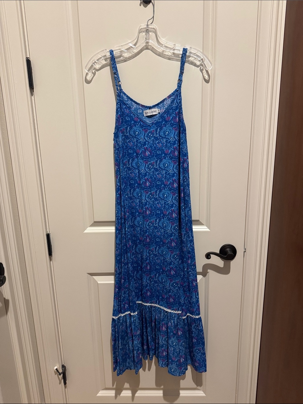 Blue Paisley Spaghetti-Strap Maxi Dress